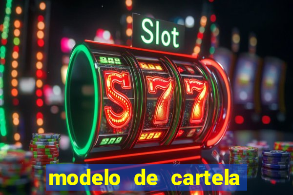modelo de cartela de bingo em branco